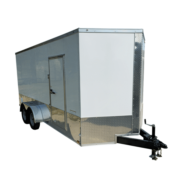 7′ X 16′ White Vnose Enclosed Trailer (2) 3,500lb Axles 7ft With Splash Guards